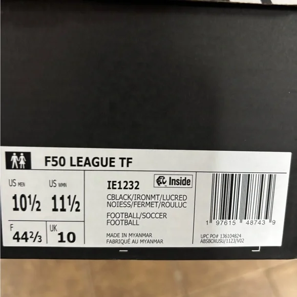 Adidas Black and Red F50 League TF Shoes - Picture 3 of 4